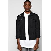 Denim Jacket with Abrasions - black