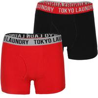 dewport 2 pack boxer shorts set in black tokyo red tokyo laundry