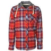 desoto hooded checked shirt in red tokyo laundry