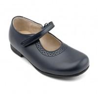 delphine navy blue leather girls riptape classic shoes