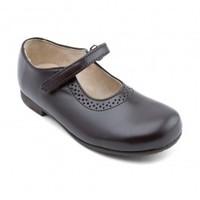 delphine brown leather girls riptape classic shoes