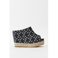 Denim Printed Espadrille Wedge