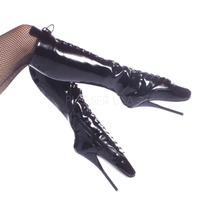 Devious Ballet-2020 Black Patent Ballet Heels Boots