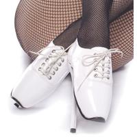 Devious Ballet-18 White Patent Ballet Heels Shoes