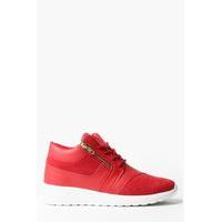 detail lace up trainer red