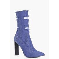 Denim Ripped Sock Boot - denim