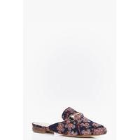 Denim Floral Mule Loafer - denim