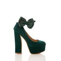 Detachable & Studded Bow velour Shoes