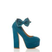 Detachable & Studded Bow velour Shoes