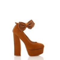Detachable & Studded Bow velour Shoes