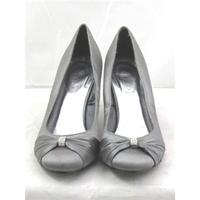 Debut, size 7 metallic grey satin effect evening court shoes