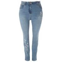 Denim Embroidered Straight Leg Jeans, Denim