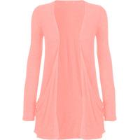 delora basic long sleeve pocket cardigan pink