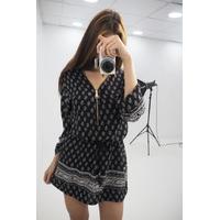 Destini black zip up printed shift dress
