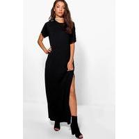 Delila Split Side T-Shirt Maxi Dress - black