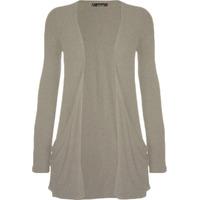 delora basic long sleeve pocket cardigan light grey