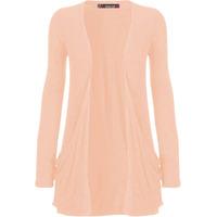 Delora Basic Long Sleeve Pocket Cardigan - Peach