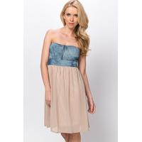 denim chiffon bandeau dress