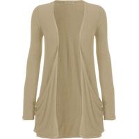 delora basic long sleeve pocket cardigan stone