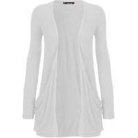Delora Basic Long Sleeve Pocket Cardigan - White