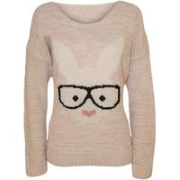 Delia Rabbit with Glasses Knitted Jumper - Pink