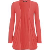 delora basic long sleeve pocket cardigan coral