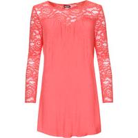 Deana Floral Lace Sleeve Top - Coral