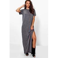 Delila Split Side T-Shirt Maxi Dress - charcoal