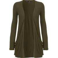 delora basic long sleeve pocket cardigan khaki