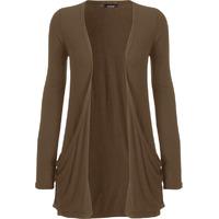 delora basic long sleeve pocket cardigan mocha