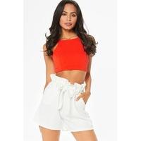 demi white paperbag tie waist shorts