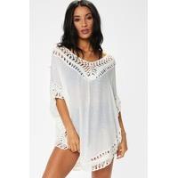 Demi White Off The Shoulder Crochet Kaftan