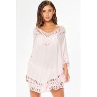 Demi Pink Crochet Kaftan