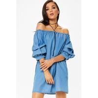 Demi Blue Bardot Mini Dress