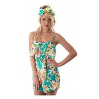 Dee Light Frill Front Playsuit In Green