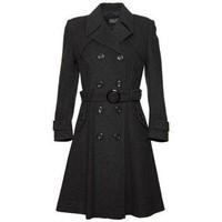 De La Creme Grey Womens Wool Cashmere Winter Long Belted Coat women\'s Coat in grey