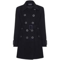 de la creme womens black wool cashmere belted coat womens jacket in bl ...