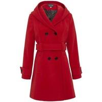 de la creme womens hooded winter belted coat womens parka in red