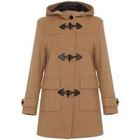 De La Creme Camel Womens Wool Cashmere Winter Hooded Duffle Coat women\'s Coat in BEIGE