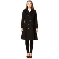 Dec La Creme Wool Cashmere Winter Long Belted Coat women\'s Coat in black