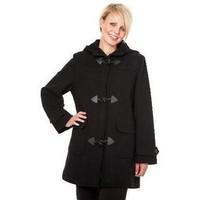 De La Creme Black Womens Wool Cashmere Winter Hooded Duffle Coat women\'s Jacket in black
