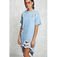 Destroyed Denim Shift Dress