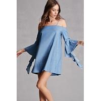 denim open shoulder dress