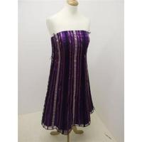 Debut Purple Ribbon Stripe Strapless Dress Size 10
