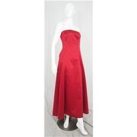 Debut Pillar Box Red Satin Strapless Evening / Prom / Bridesmaid Dress Size 8