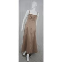 Debut Oyster Coloured Satin Strapless / Strappy Evening / Prom Dress Size 12