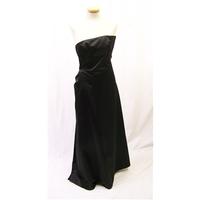 Debut - Size: 6 - Black Silk-Effect Full length Asymmetric Dress