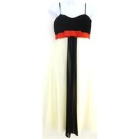 debut debenhams red black and cream evening dress