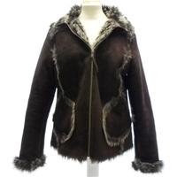 denim co size 10 brown faux shearling jacket