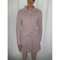 Debbie Morgan Small Pale Pink and White Long Cardigan